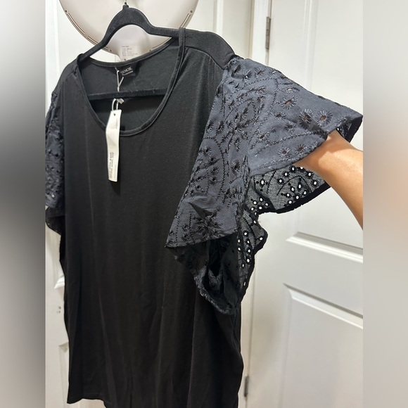 BloomChic Plus Size 3XLSolid Crew Neck Ruffle Sleeve T-shirt us22-24 - Picture 4 of 8